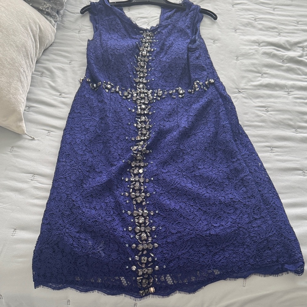 Elegant Purple Lace Dress with Embellishments